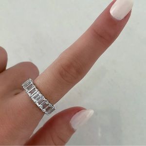 Ring concierge eternity Ring White Topaz Genuine 14k Gold 6.25 + bonus gift